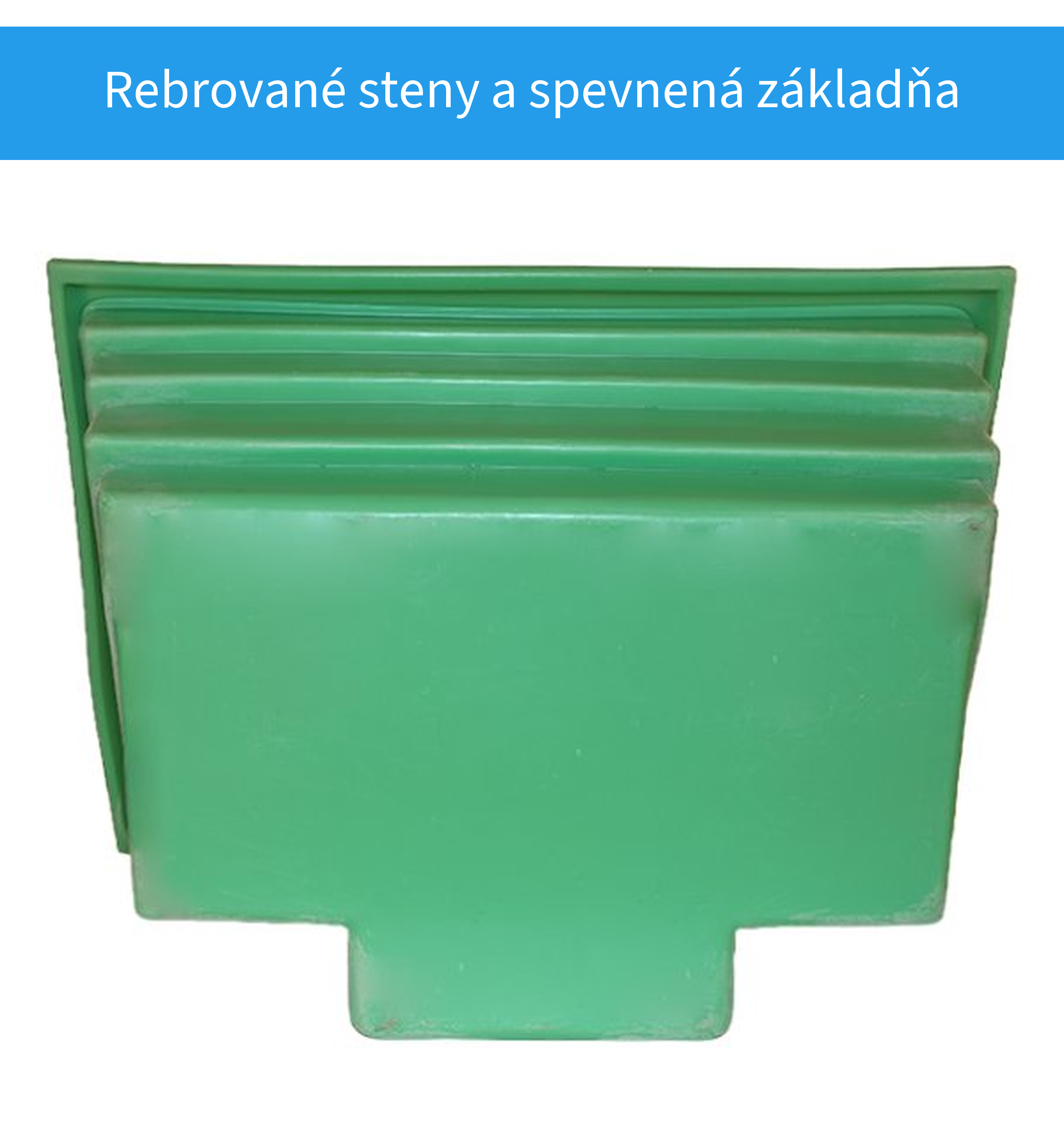 Rebrované steny nádoby na posypový materiál