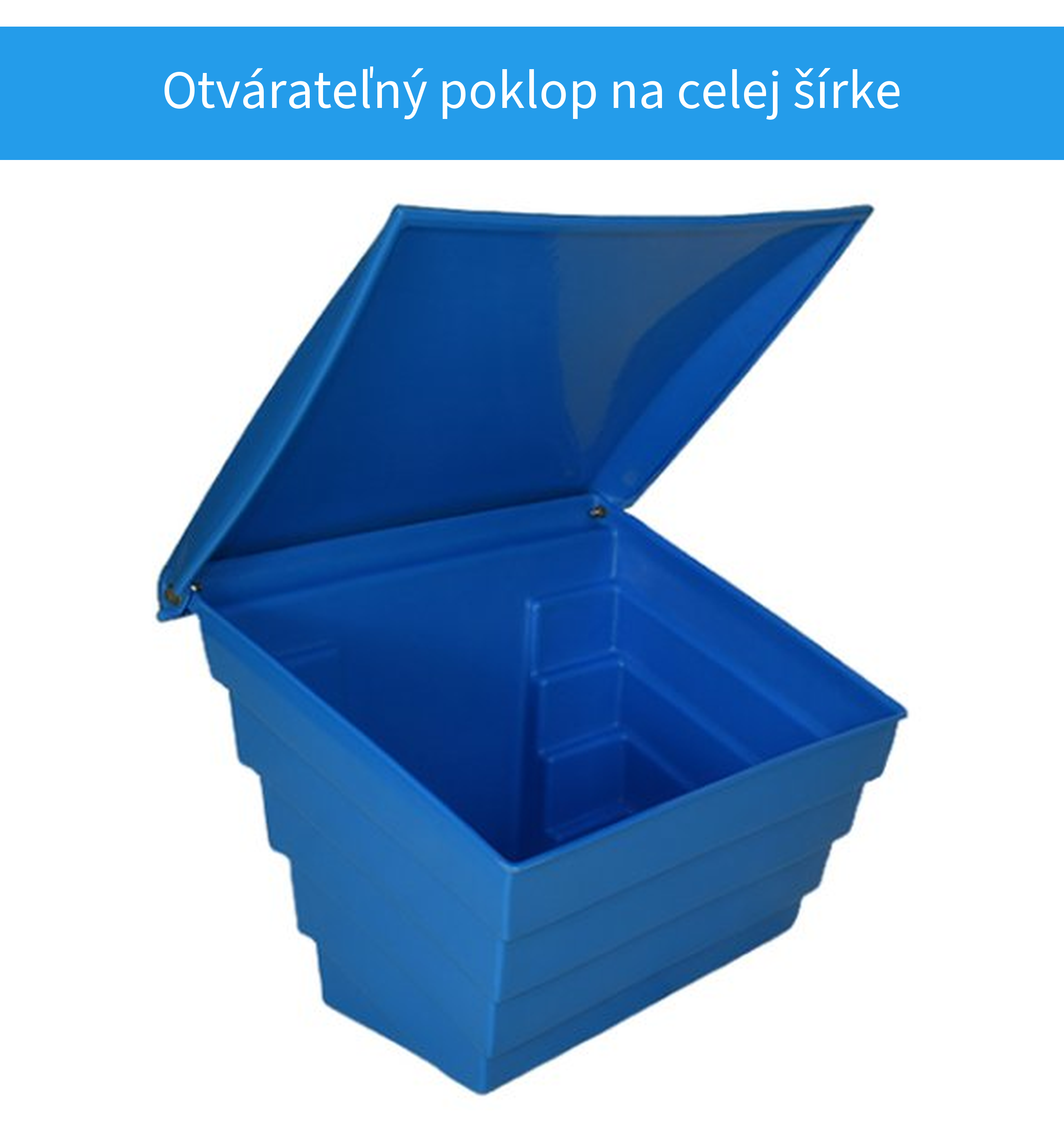 Otvárateľný poklop nádoby na posypový materiál
