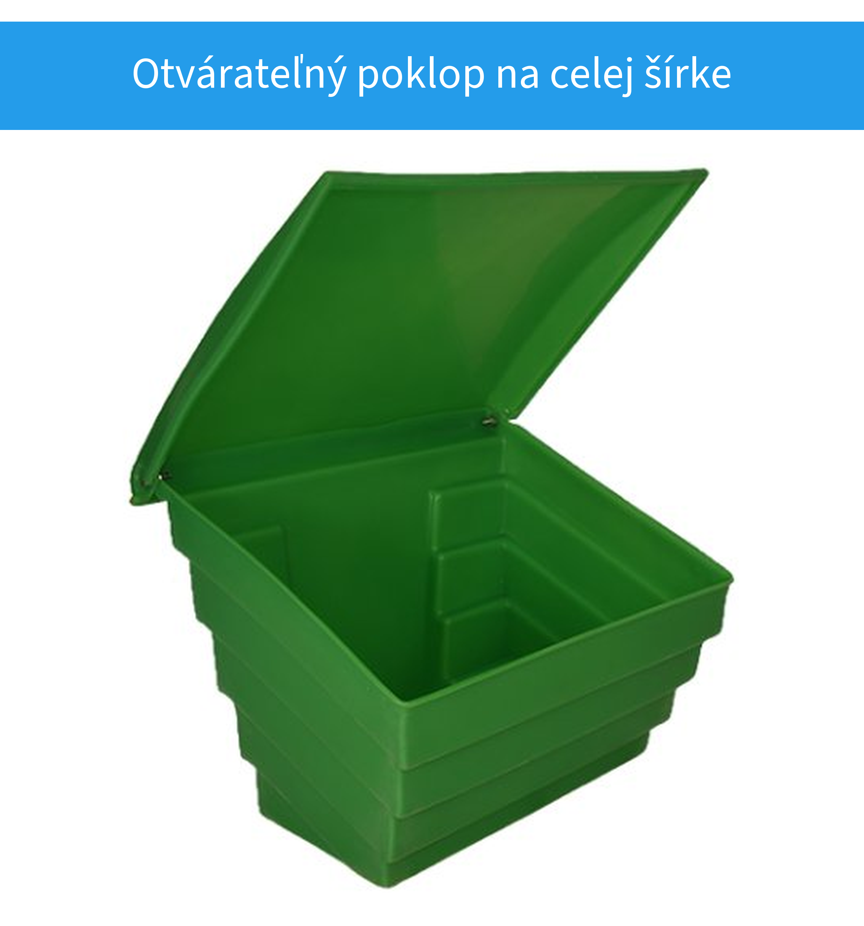 Otvárateľný poklop nádoby na posypový materiál