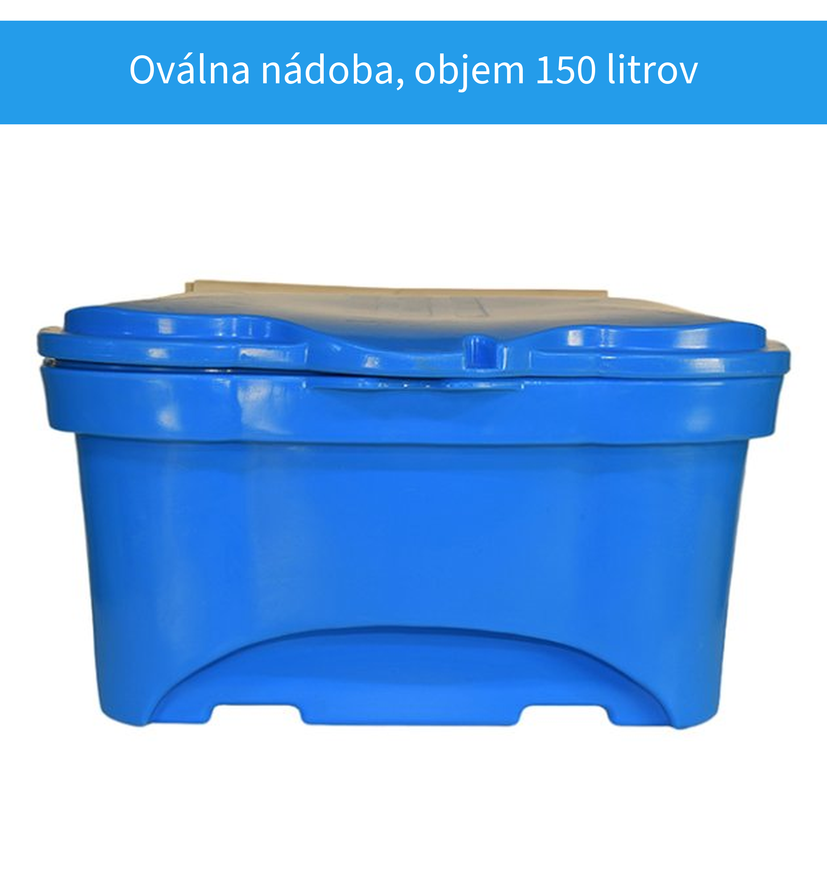 Oválna nádoba na posypový materiál 150 litrov modrá