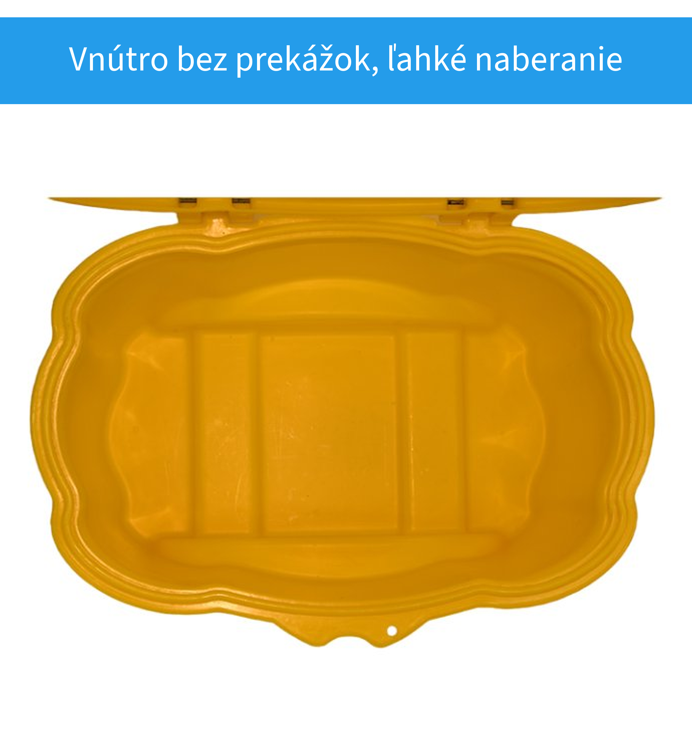 Vnútro oválnej nádoby na posypový materiál