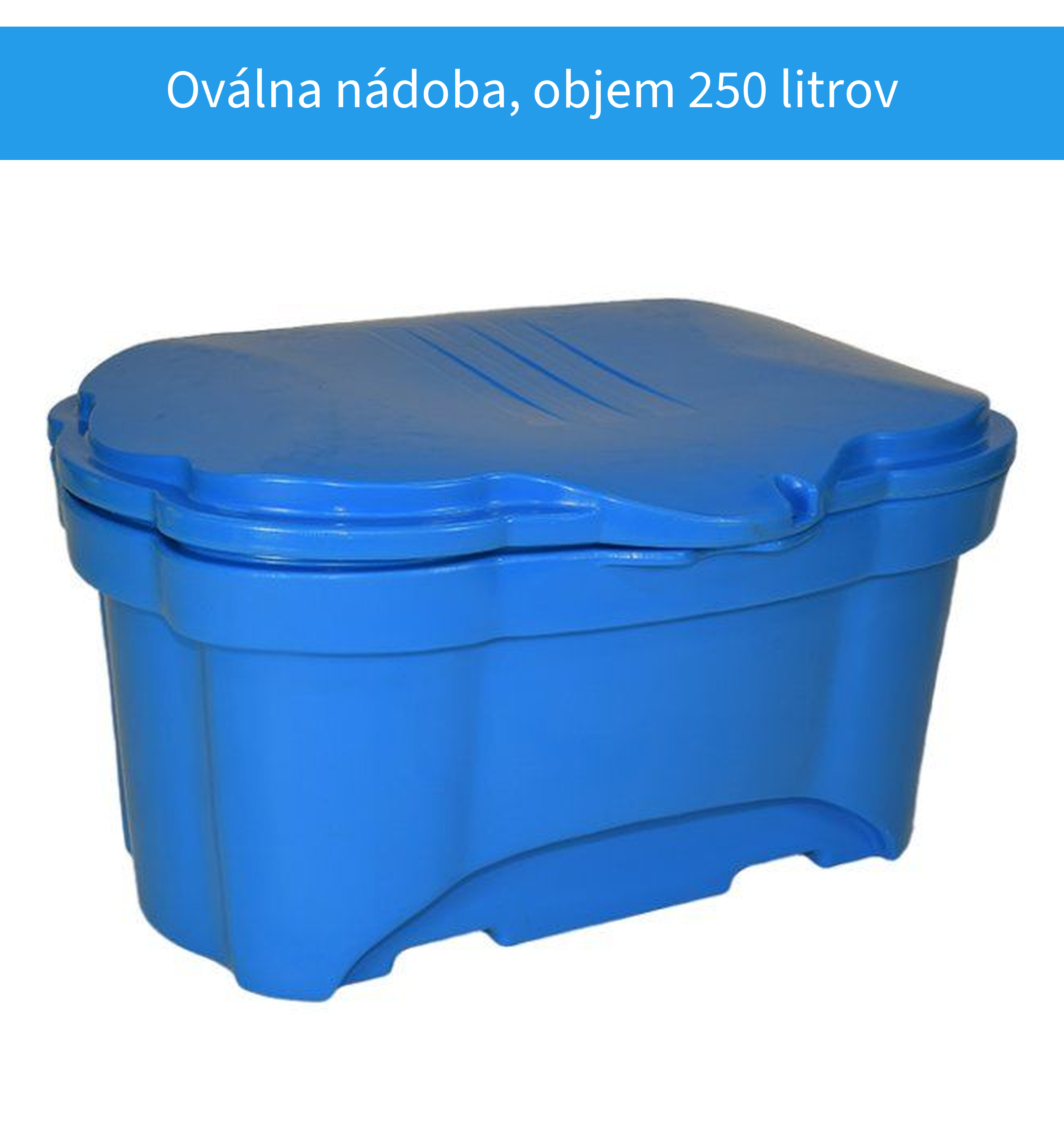 Oválna nádoba na posypový materiál 250 litrov modrá