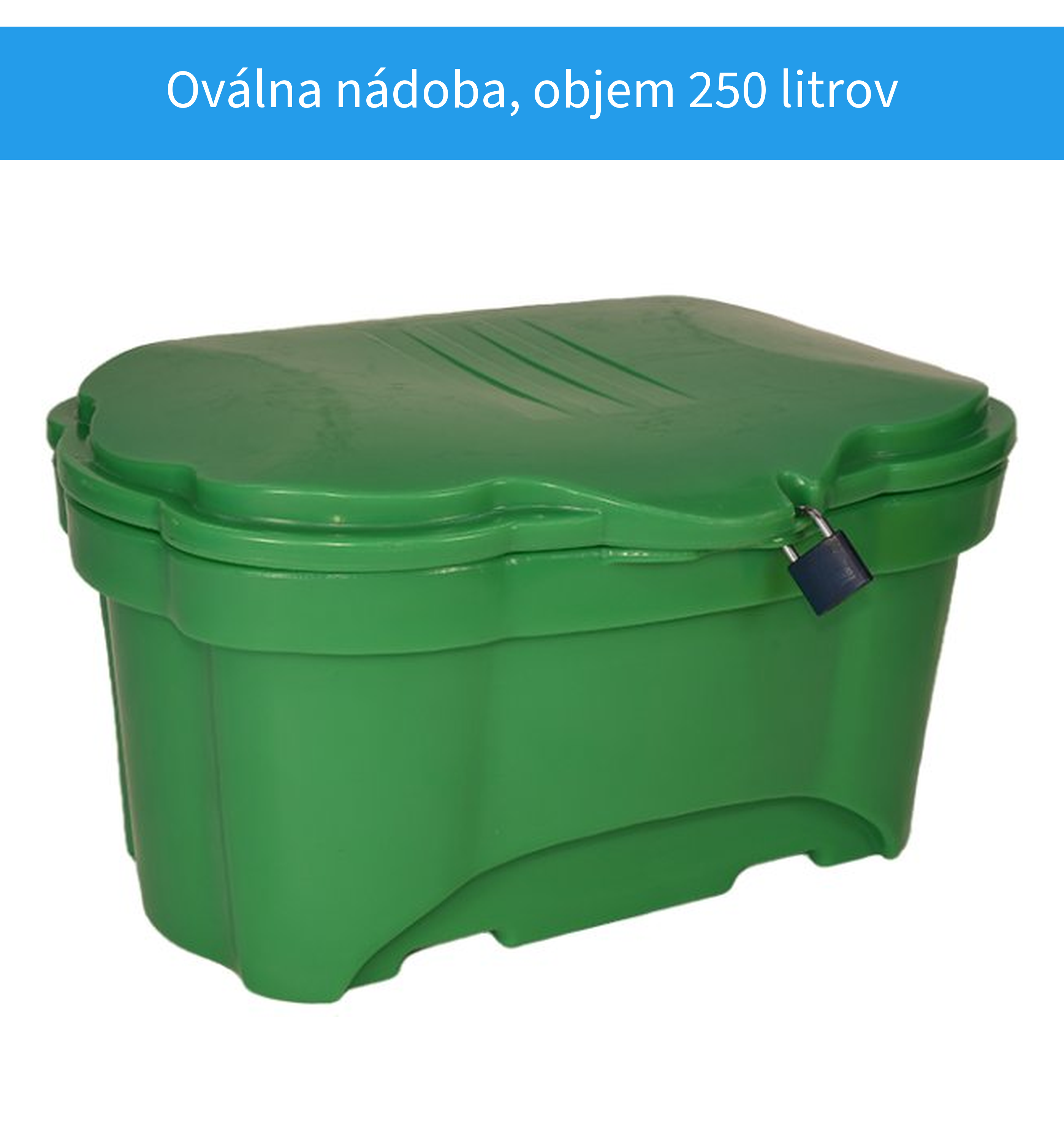 Oválna nádoba na posypový materiál 250 litrov zelená