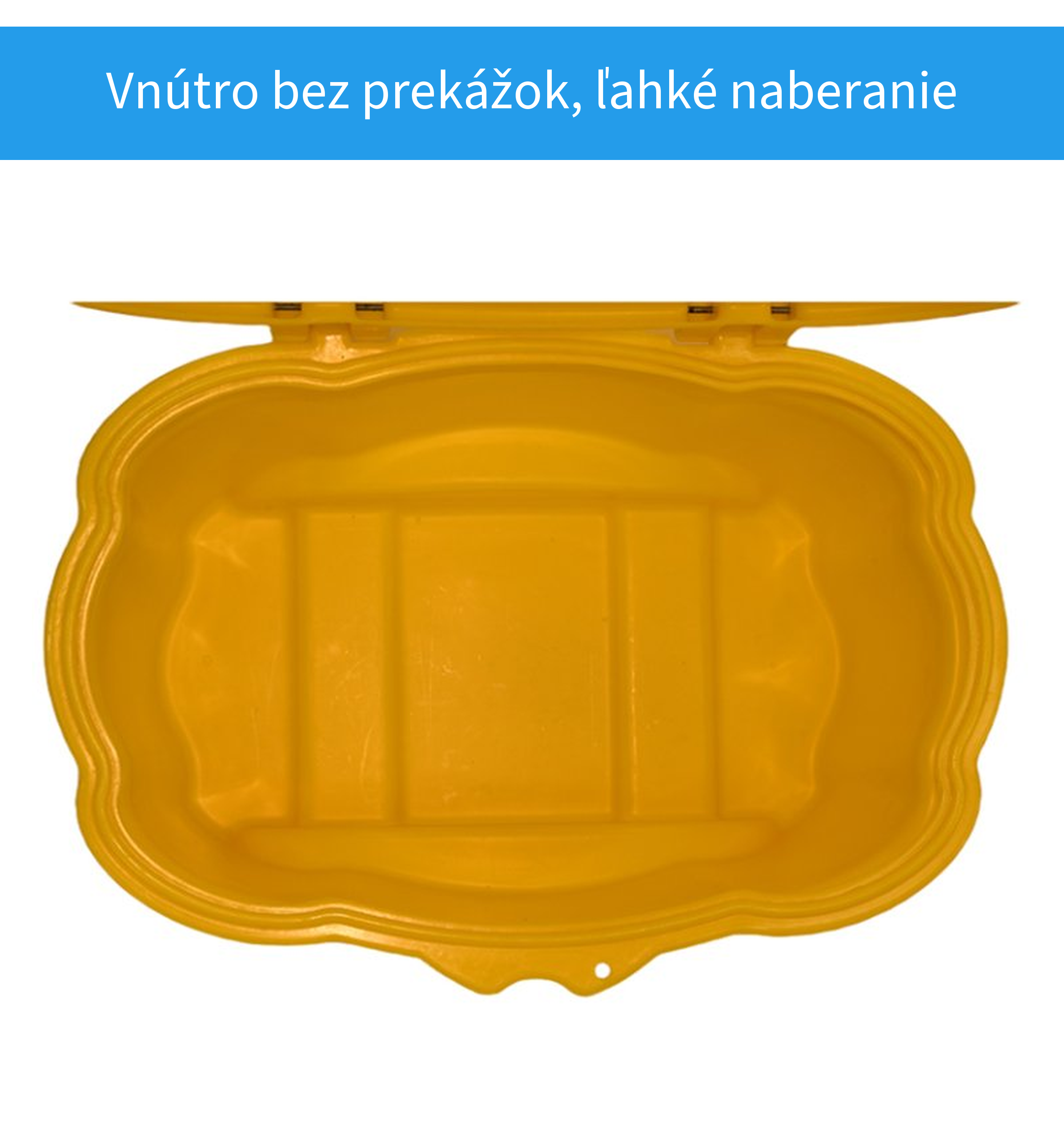 Vnútro oválnej nádoby na posypový materiál