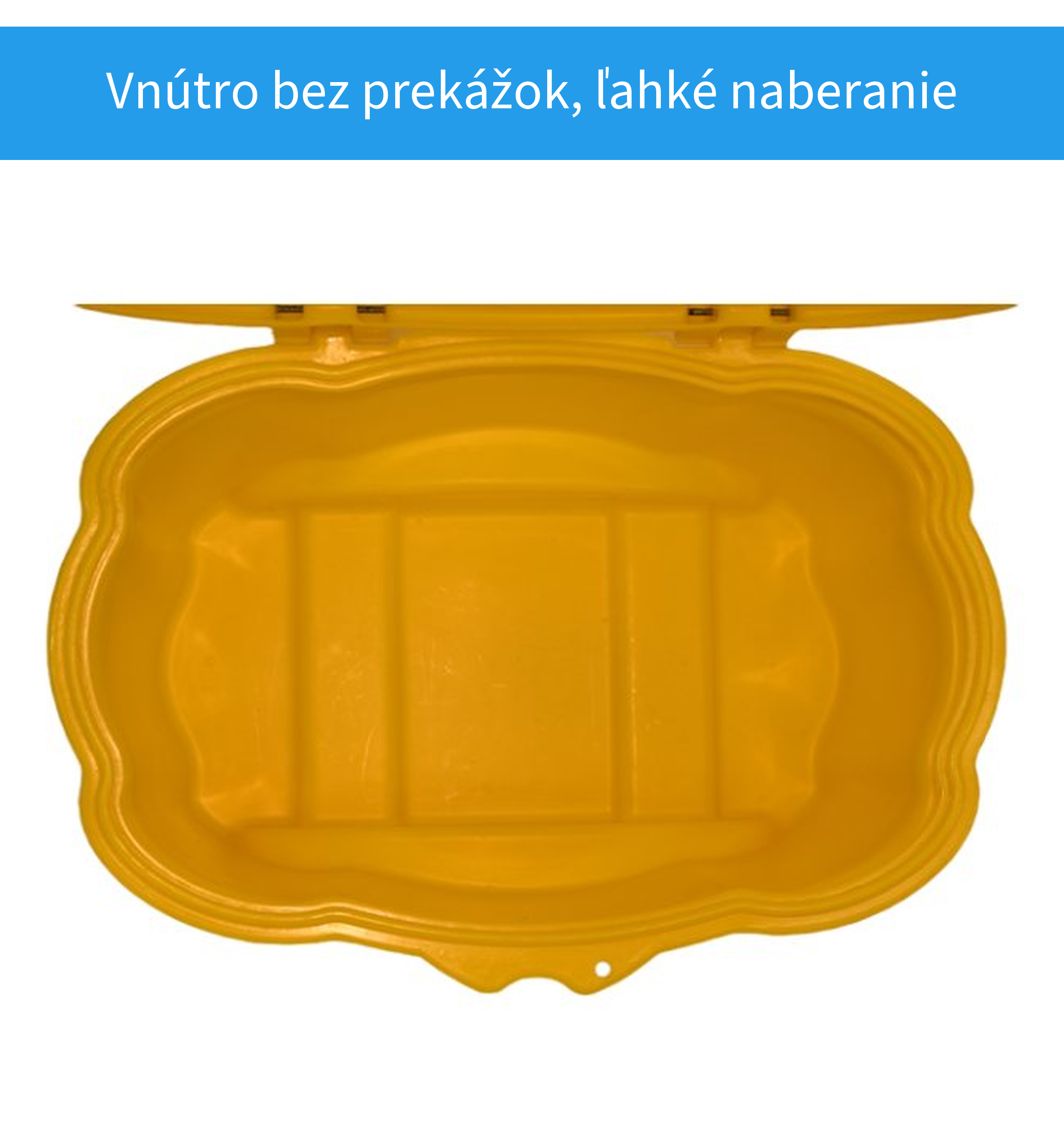 Vnútro oválnej nádoby na posypový materiál