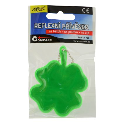 Prívesok reflexný ŠTVORLÍSTOK - zelený