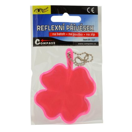 Prívesok reflexný ŠTVORLÍSTOK - ružový