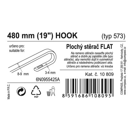 Stierač FLAT BULK (HOOK) 19"/480mm