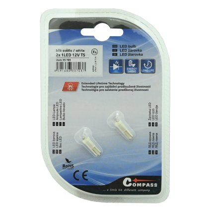 Žiarovka 1LED 12V T5 biela 2ks