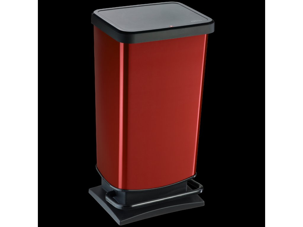 Fotografie Pedálový odpadkový koš 40 l PASO Barva: černý/ IML červená