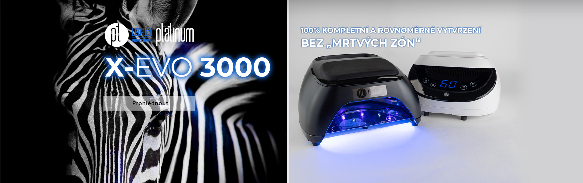 Platinum X-EVO 3000 Multi-LED lampa 36W, vytvrzování UV/LED gelů a gel laků bez mrtvých zón