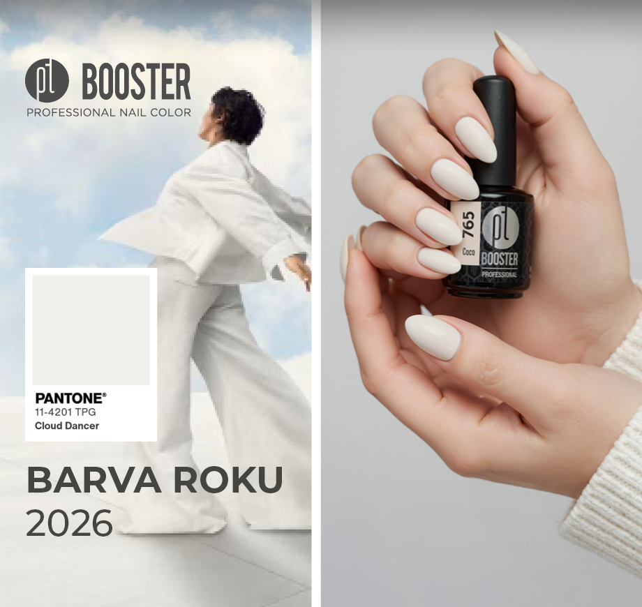 Choco and Berries zimní barevná kolekce  BOOSTER Color Gel laky bez pilování MOCHACCINO barva roku 2026 Cloud dancer