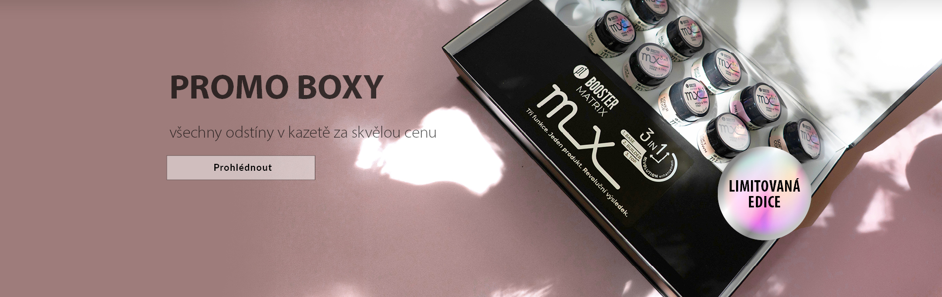 Platinum stavební gely Promo boxy se vzorky všech odstínů v kazetě, BOOSTER SOFT GEL, BOOSTER MATRIX, PLATINUM IQ RUBBER, PLATINUM ORIGINAL