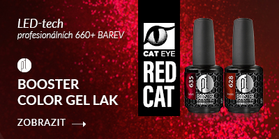 Booster Color gel lak bez pilování RED CAT Magnetický  cat eye gel lak v červených odstínech