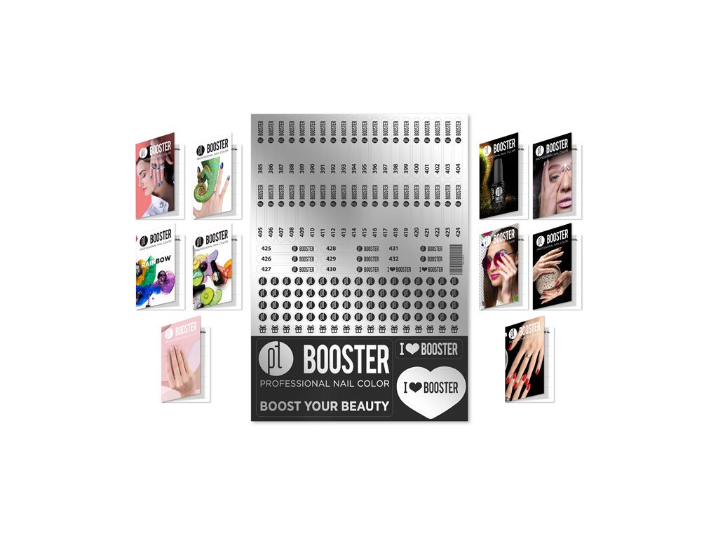 BOOSTER Color Chart Stickers (385-432) + 10ks BOOSTER Loyalty Cards