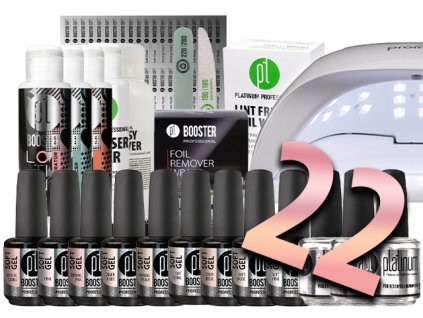 SADA LED-tech BOOSTER SOFT GEL s příslušenstvím, 22 ks + navíc UV/LED lampa 54W
