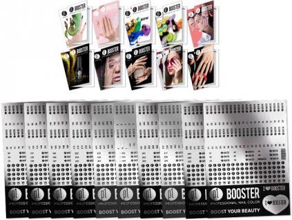 BOOSTER Color Chart Stickers (01-332 a efekty) + 50ks BOOSTER Loyalty Cards