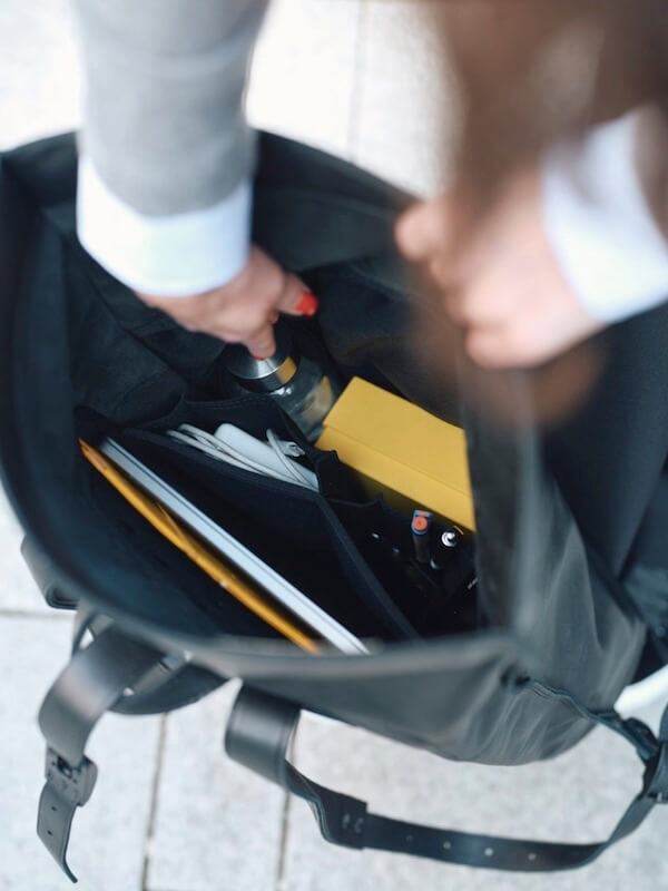 Backpack with contents