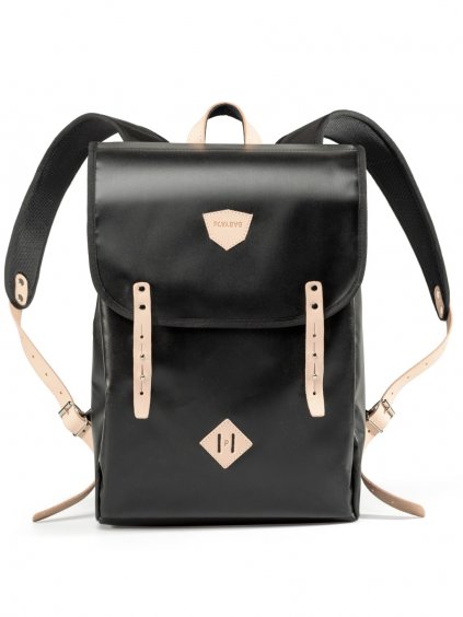 Černý městský batoh se světlými detaily VOLTA MAXI Black Light Details, přední pohled