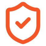 Ikona Český porcelán – oranžový štít s fajfkou symbolizující porcelán vyrobený v České republice.