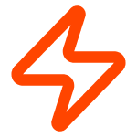 Ikona Myčka i mikrovlnka - oranžový blesk symbolizující odolný porcelán vhodný do myčky, mikrovlnky, mrazáku i konvektomatu.