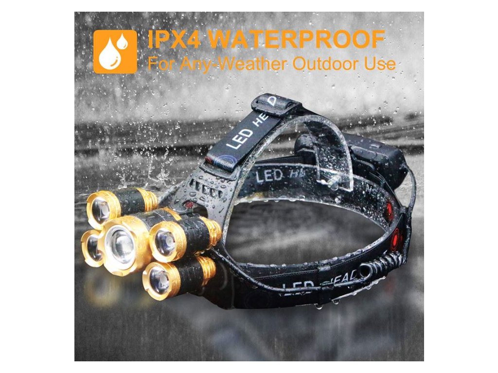Nabíjecí čelovka Headlamp 5 x CREE LED