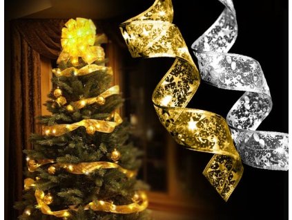 Svietiaca vianočná stuha (Barva Stuhy Stříbrná)