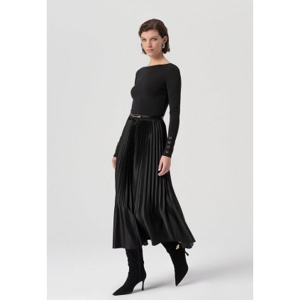 FRACOMINA  DÁMSKÉ LUXUSNÍ ŠATY PLISÉ ČERNÉ