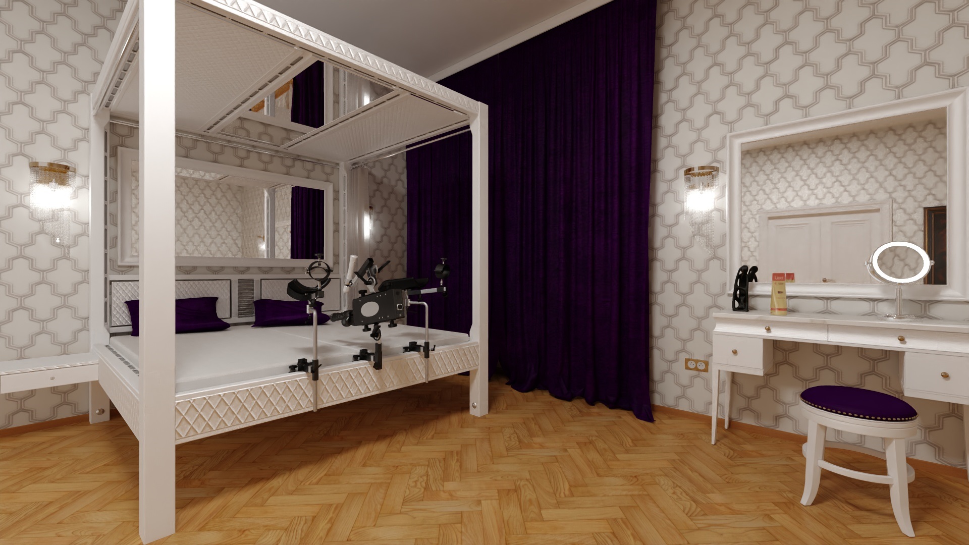 luxusní BDSM postel v klasické ložnici