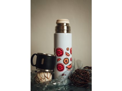 Termoska 550ml s hrnečkem s motivem Pomeranče