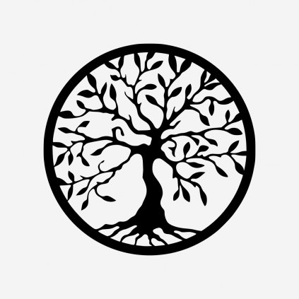 Strom života – kovová dekorace na zeď, černá