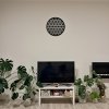 Květ života - kovová dekorace na zeď, 50x50cm, černá, obývací pokoj
