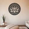 Lotosový květ a květ života - kovová dekorace na zeď , 60x60cm, černá, dekorace do bytu