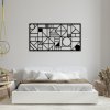 Abstraktní kovový obraz na zeď v černé barvě, rozměry 52 × 100 cm, vhodný do ložnice