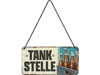 Plechová tabuľka závesná - Tankstelle 10x20cm