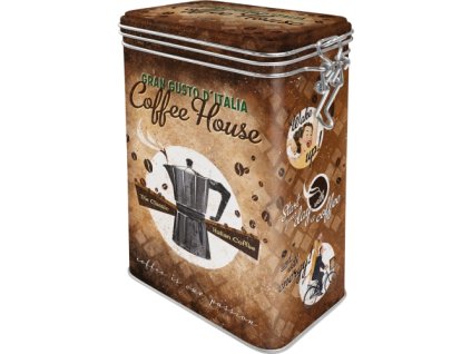Plechová dóza s klipom - Coffee house