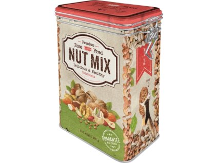 Plechová dóza s klipom - Nut mix