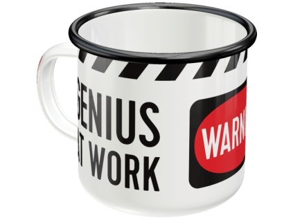Plechový hrnček - Warning(genius at work)