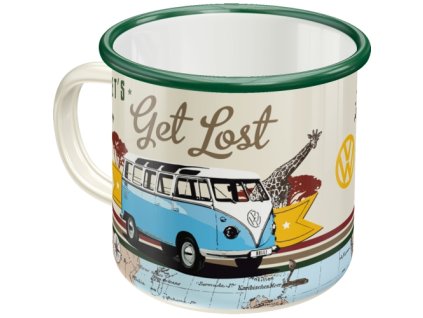 Plechový hrnček -VW Bulli (Let's get lost)