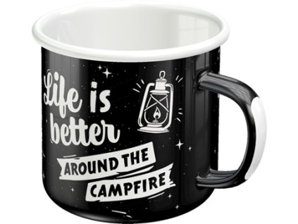 Plechový hrnček -Life is better(around the campfire)