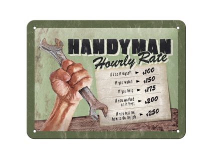 Plechová ceduľa - Handyman (Hourly rate) 15x20cm