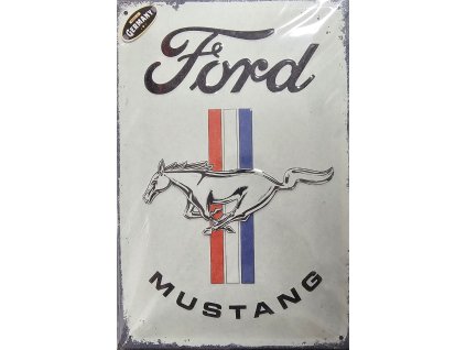 Plechová ceduľa - Ford Mustang (biela)20x30cm
