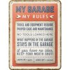 Plechová ceduľa - My garage, My rules 15x20cm