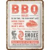 Plechová ceduľa - BBQ Rules 15x20cm