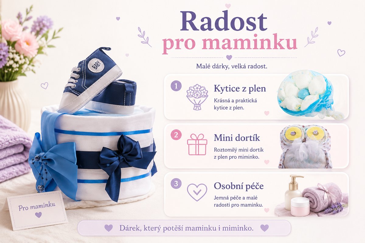 Co koupit mamince do porodnice – plenkový dort a další tipy na dárky od Plenkovky.cz