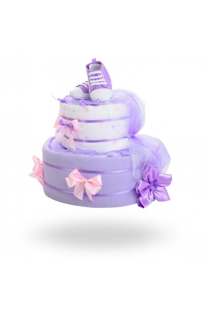 Dvoupatrový plenkový dort pro dívky – fialový1