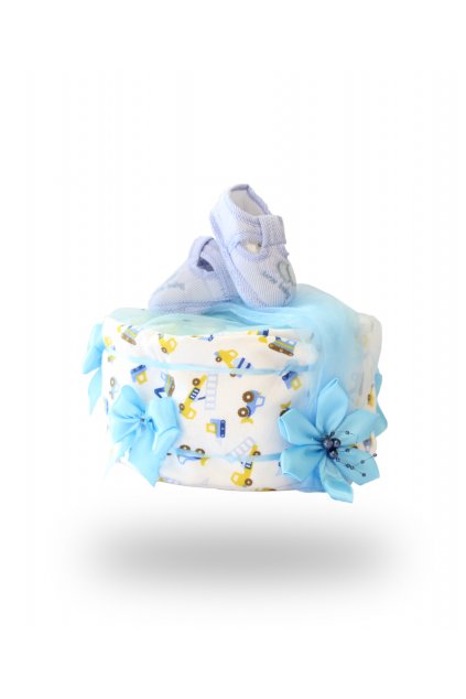 Jednopatrový plenkový dort pro kluky světle modrý