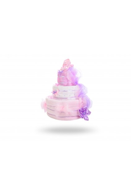 Třípatrový plenkový dort pro dívky – světle růžová1