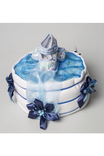 Jednopatrový plenkový dort pro chlapce – modrý special