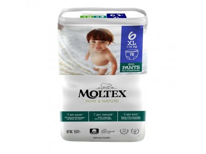 Moltex Pure & Nature natahovací kalhotky 6 Extra Large, 14+ kg, 18 ks  (18 ks)